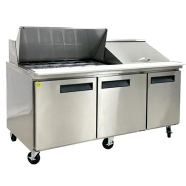 72.5 in. MegaTop Sandwich Salad Table Refrigerator Stainless Steel with 3 Solid Doors, 9'' Cutting Board, 15.5 Cu.Ft. NSF Certified