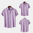 thumbnail image 5 of Polo Shirts for Men Fashion Summer Short Sleeve Solid Color Simple Style Lapel Durable Comfortable Breathable Vacation Trendy Button Down Tops Sizes M, 5 of 7