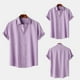 thumbnail image 2 of Camisa de manga corta de verano para hombre, color liso y solapa - Estilo sencillo y moderno, poliéster, para todas las estaciones, 2 of 7
