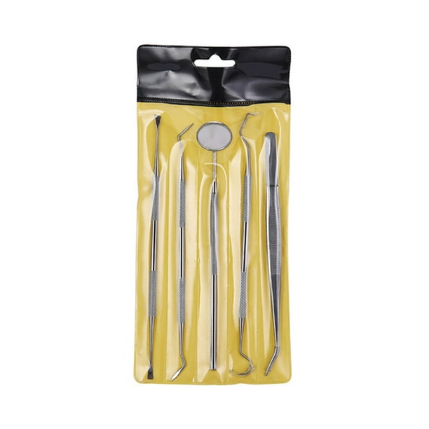 Vogacara Juego de espejos bucales Kit de removedor de placa de acero inoxidable Herramientas de limpieza de portátiles, 5 piezas Type2 NO2