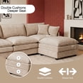 thumbnail image 4 of Eyisean 130.7" Chenille Modular Sectional Sofa with 2 Ottoman, 4-Seater U Shape Cloud Couch with Upholstered & Pillow, Oversized Comfy Sleeper Sofa for Living Room, Bedroom, Easy Assembly, 4 of 16