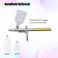 thumbnail image 3 of Ensemble d'Aérographe Multifonctionnel avec Compresseur, Ensemble d'Aérographe Portatif Double Action, Pression Réglable à 5 Niveaux Max 25PSI avec 2 Tasses de Peinture pour Peinture, Maquillage, Art des Ongles, Gâteau, 3 of 8