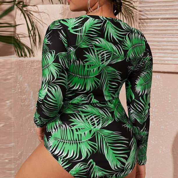 Plus size long deals sleeve bathing suit top