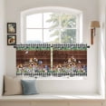 thumbnail image 2 of Spring Botanical Tier Curtains 24 Inch Length, Farmhouse Black Plaid Brown Wooden Grain Cafe Short Curtains for Bathroom Over Sink, Small Kitchen Curtain Light Filtering Drapes 2 Panels 27.5"Wx24"L, 2 of 8