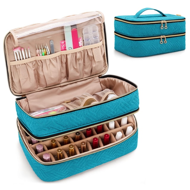 Organizador de esmaltes de uñas BAFASO con capacidad para 40 botellas de 15 ml, color verde azulado