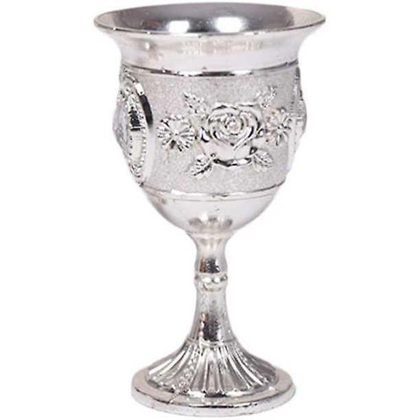 Copa de vino con incrustaciones de gemas, copa de aleación de zinc, copa de vino, licor para fiesta en casa, bar, flor aleatoria, plata
