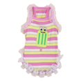 thumbnail image 2 of Shenmeida Dog Shirt Skirt Striped Lace Edge T Shirts Cotton Vest Pleated Dress Puppy Clothes Summer Shirts Cute Tops Soft Pet Apparel for Small Medium Dogs Cats Outfits Costume, 2 of 7