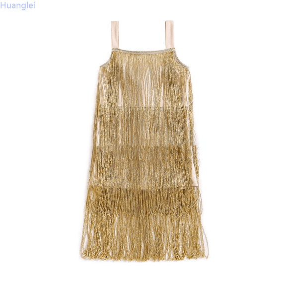 Huanglei Girls Flapper Dress Sequins Fringe Latin Dance Dress Tassel Tango Dress Casual Holiday Dresses 18-24 Months