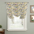thumbnail image 2 of Vintage Flowers Tie Up Curtains for Windows, Adjustable Balloon Window Shades, Spring Yellow Floral Country Leaves Blue Birds Kitchen Window Treatments Farmhouse Short Curtains 42"x45", 2 of 8