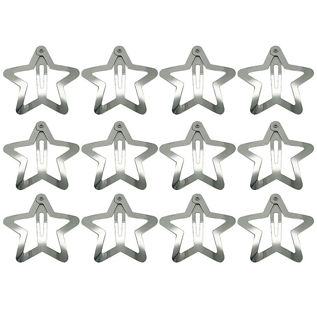 12 piezas de accesorios para el cabello Y2K Star Silver Metal Clips para el cabello antideslizantes para mujeres y niñas
