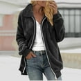 thumbnail image 2 of miqiqism Womens Casual Fleece Jackets Trendy Full Zip Up Long Sleeve Sweater Juniors Casual Jacket Lapel Sherpa Loose Fit Solid Warm Winter Outerwear,Black,Small, 2 of 5
