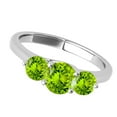 thumbnail image 3 of Mauli Jewels Rings for Women 2.15 Carat Three Stone Peridot Ring 4-prong 10k White Gold, 3 of 7