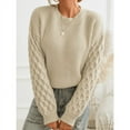 thumbnail image 4 of CUPSHE Sweater for Women Cable Knit Crew Neck Long Sleeves Fashion Casual Pullover Sweater Tops, 4 of 6