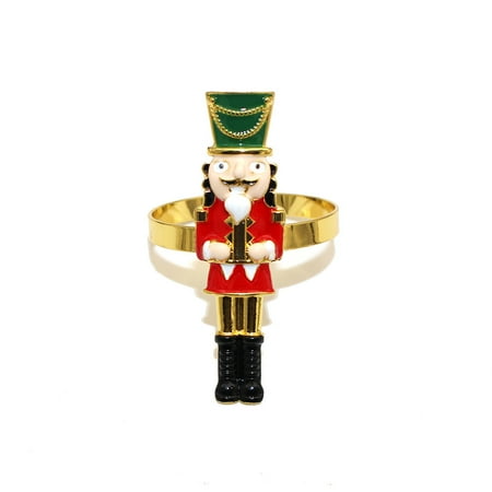 

4Pcs Nutcracker Napkin Rings Christmas Napkin Holders Nutcracker Soldier Shaped Napkin Buckles