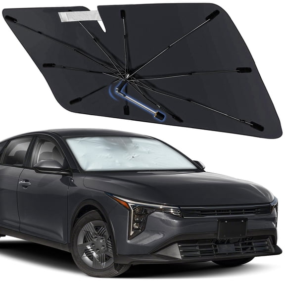 Windshield Sun Shade Umbrella for Kia K4 2024-2026, Foldable Car Sunshade for Front Window with 360° Rotating Shaft, Custom-Fit Parasol para Carro for UV Blocking & Heat Reduction