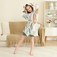 thumbnail image 3 of FORMRS Niños Bathrobe Unisex Hooded Robe Soft Plush Pajamas Sleepwear, Size 2-3T, Art Plant, 3 of 7