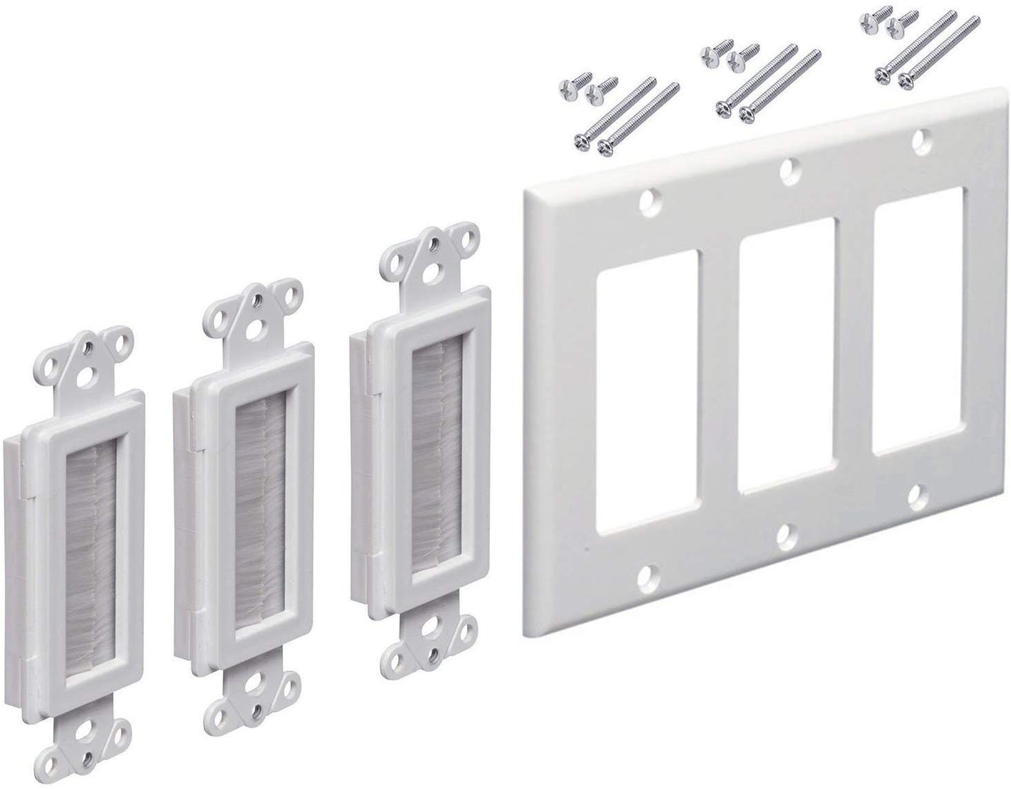 iMBAPrice White 3 Gang Decora Brush Wall Plate with Brush Bristles