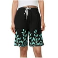 thumbnail image 2 of Xysaqa Bermuda Shorts for Women Trendy, Womens Knee Length Lounge Shorts Casual Drawstring High Waist Workout Athletic Shorts Hawaiian Floral Women's Plus Size Shorts 3X 4X 5X Summer Savings, 2 of 6