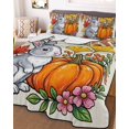 thumbnail image 3 of Quilts Twin Size, Rabbit Thanksgiving Soft Comforter Bedding Set for Bed, Fall Pumpkins Leaves Rustic Lightweight Quilted Bedspread with Pillow Cover(2 Pieces) for All Season, 68x86 Inch, 3 of 7
