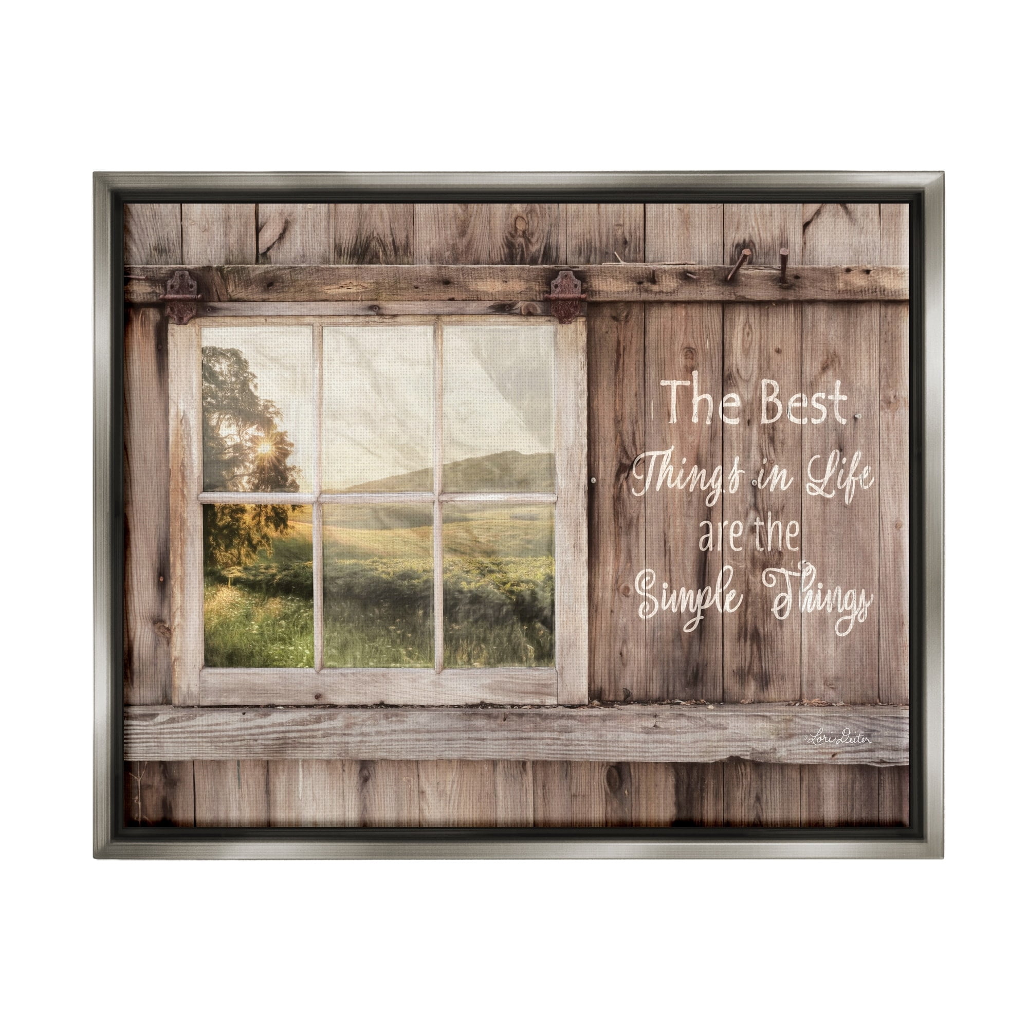 Stupell Industries Simple Things Rustic Barn Window Distressed Photograph Luster Gray Framed Floating Canvas Wall Art, 24x30, by Lori Deiter