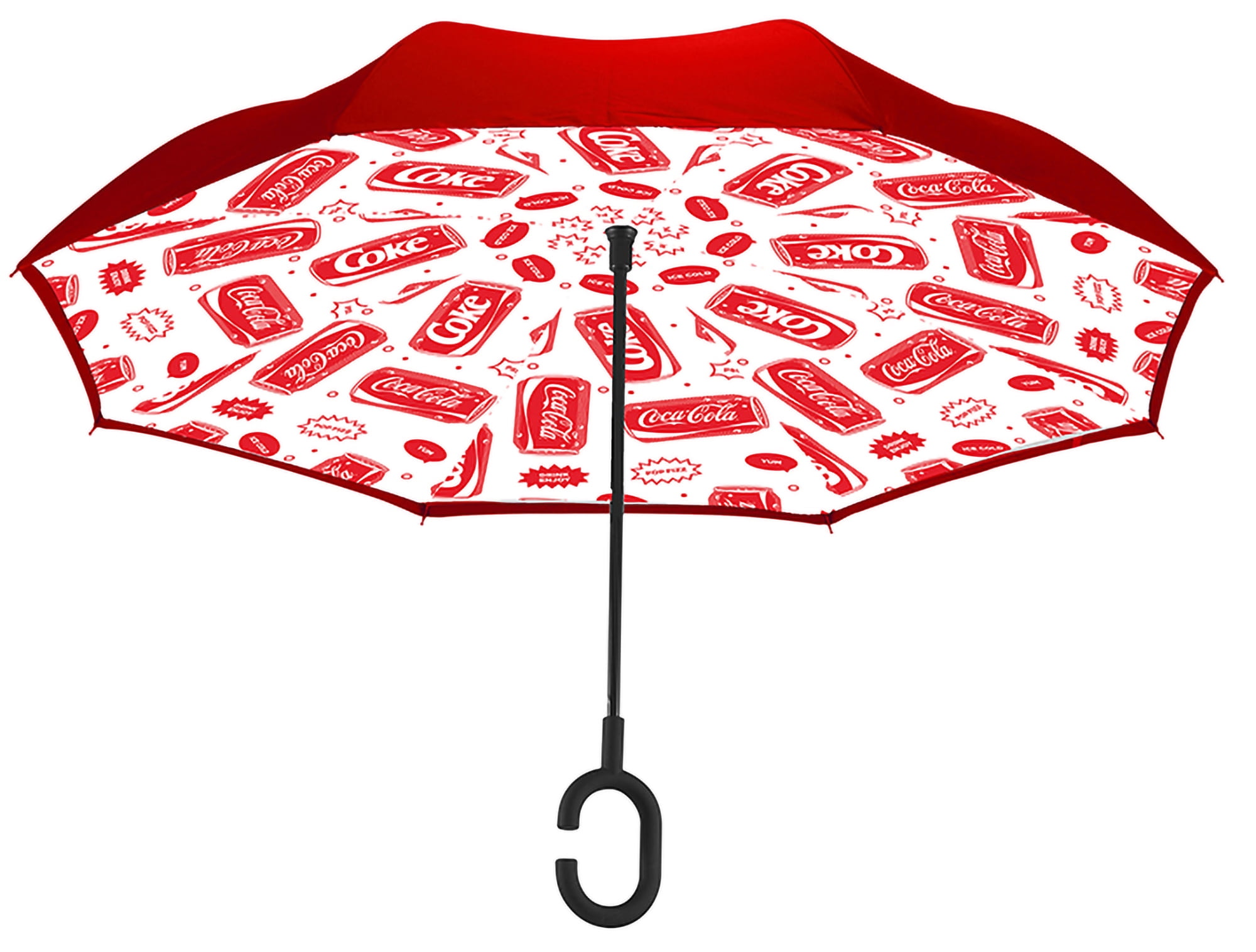 Coca Cola Cans Red ReversABrella NoDrip Inverted CHandle Stick
