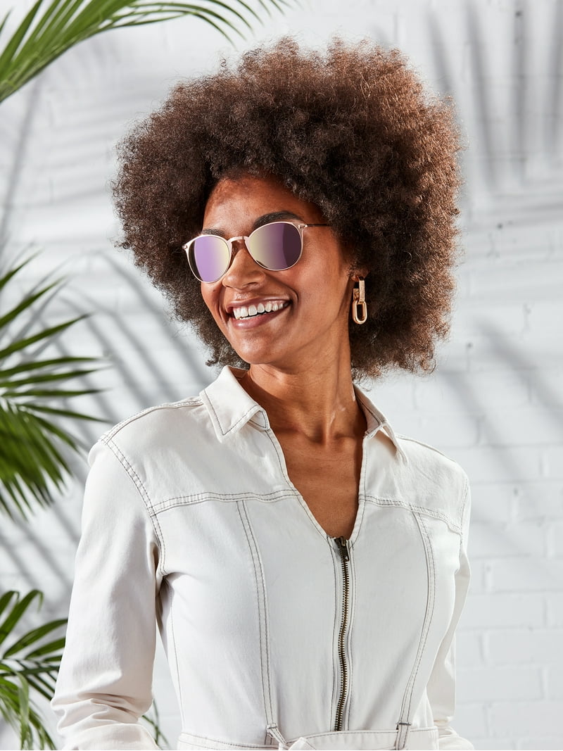 Foster Grant Rose Gold Mirrored Round Sunglasses Elsie - Sun - Unmagnified - Pink | Foster Grant main image 2