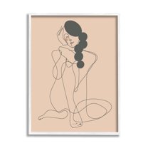 Stupell Industries Abstract Woman Sitting Scribble Drawing Smiling Outline Graphic Art White Framed Art Print Wall Art, Design by Kendra Shedenhelm