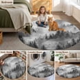 thumbnail image 6 of Area Rug 36in, Watercolor Forest Tree Mountain Floor Carpet Living Room Rug, Black Gray Natural Scenic Non-Slip Welcome Mat Indoor Rugs for Bedroom Dining Room, 6 of 9