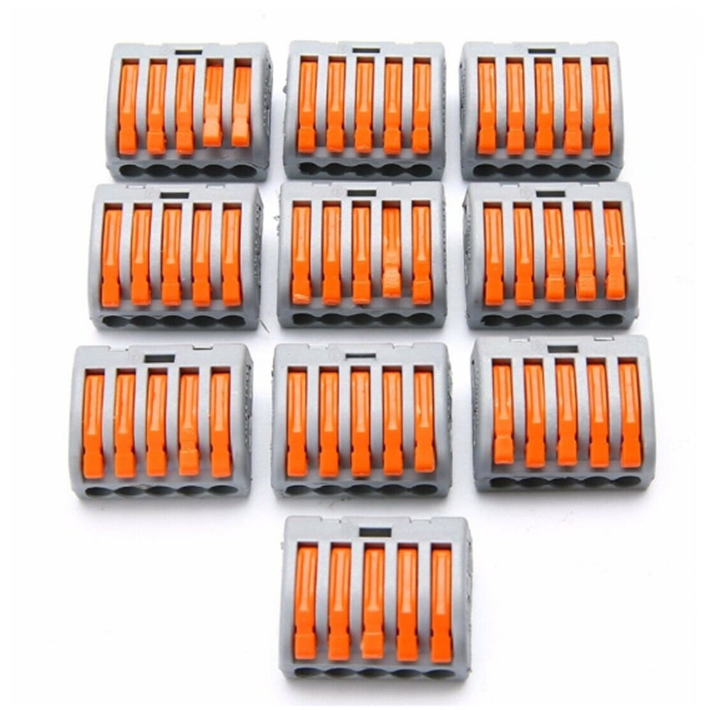 50 PCS 5-Pin Way Reusable Terminal Block Lever Nut Home Wire Connectors PCT-215
