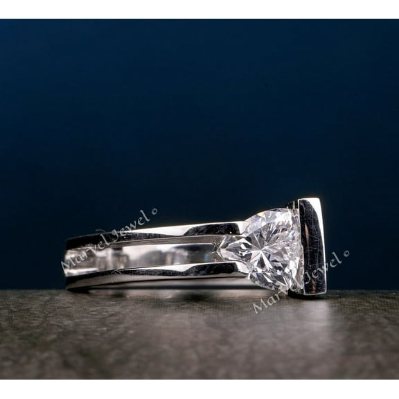 Trillion Cut Diamond Ring, Mens Diamond Engagement Ring, Triangle Diamond Wedding Ring For Him, Tention Setting Ring, 925 Sterling Silver, 2.1 Ct Simulated Diamond