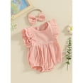 thumbnail image 2 of Bagilaanoe Newborn Baby Girl Summer Rompers Sleeveless Bodysuits + Headband 3M 6M 12M 18M Infant Casual One Piece Jumpsuit, 2 of 8