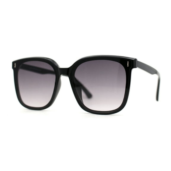 Womens Inset Lens Minimal Hipster Horn Rim Sunglasses Black Smoke