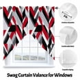 thumbnail image 3 of Modern Seamless Stitching Swag Curtain Valance for Windows, Red Black Geometric Window Treatments Short Swag Topper for Kitchen Windows Bathroom Bedroom, 28"x36", 3 of 8