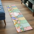thumbnail image 3 of 2'x6' Rug Runners for Hallways Kitchen, Easter Non Slip Entryway Beside Floor Carpet Runner, Spring Rabbit Ears Foot Eggs Floral Wooden Grain Laundry Room Bedroom Throw Rugs Mat for Family Pet, 3 of 8