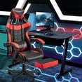 thumbnail image 2 of Huracan PU Leather Gaming Chair with Footrest & Lumbar, Adjustable Armrests/Headrest Computer Gamer Chair for Adults, Office/Game/Home, Red, 2 of 7