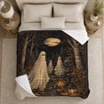 thumbnail image 5 of Spooky Forest Path Floating Ghosts, Festive Halloween Scene, Warm Flannel Blanket for Cabin and Lodge with Detailed Artwork, Art Lovers Halloween Gift, Festive Home Decor, 5 of 9