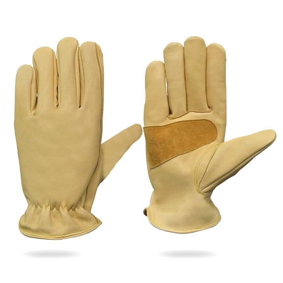 (PACK of 2) - Men’s Cowhide Leather Work & Safety Gloves – Heavy Duty Durable Protective Gloves