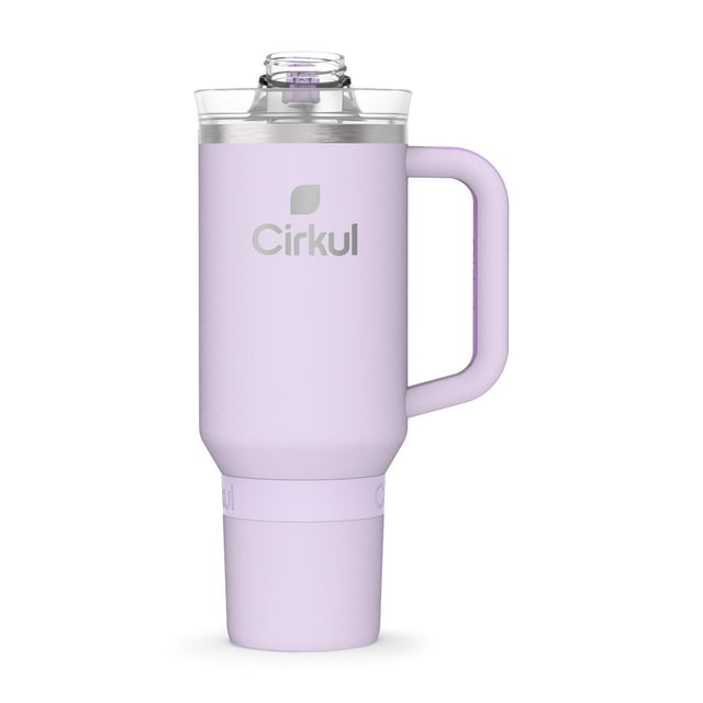 Vaso Cirkul de acero inoxidable, color lila, 1,2 L, con asa StrawSip