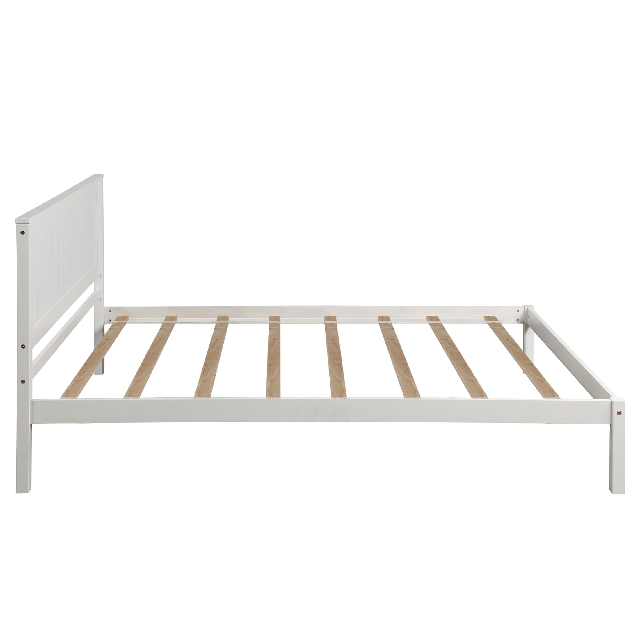 Noble House Sylvia Twin Platform Bed Frame with Headboard, Wood Slat Support, Modern Pine Wood Frame, White