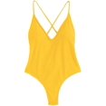thumbnail image 1 of Women's Sexy Bathing Suits Solid Color Criss Cross Open Back One Piece Swimwear, 1 of 5