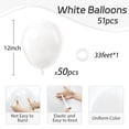 thumbnail image 2 of Globos Awenztech de látex blanco, 30 cm, 50 unidades, para decoración de fiestas, 2 of 7