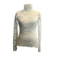 thumbnail image 5 of Qulqfy Going Out Long Sleeve Shirt Women Lace White Turtleneck Blouses Cheeky Dressy Shirts for Women, 5 of 5