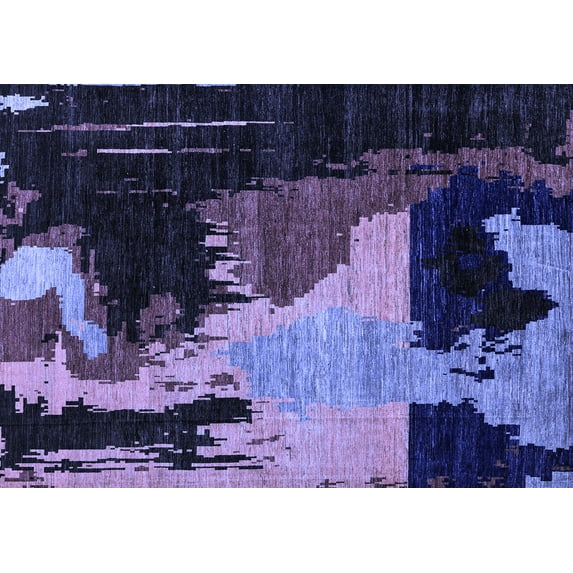 Ahgly Company Machine Washable Indoor Rectangle Oriental Blue Modern Area Rugs, 7' x 10'