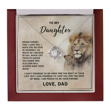 To My Badass Daughter Necklace - Birthday Daughter From Dad, Mom - Meaningful Father-Daughter Jewelry With Inspirational Message Card - Perfect Graduation#1484, Gold Love Knot Necklace