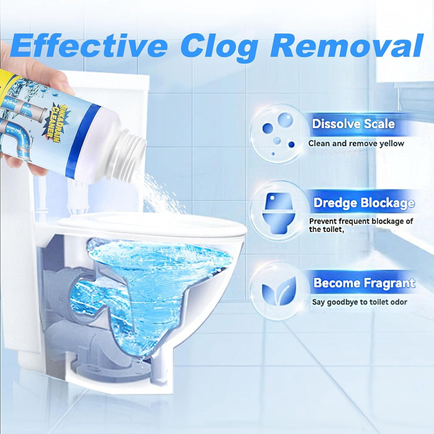 Peachloft Drain Cleaner, Multi-functional Pipe Unclogging Agent, Universal for Kitchen Bathroom Shower Pipes