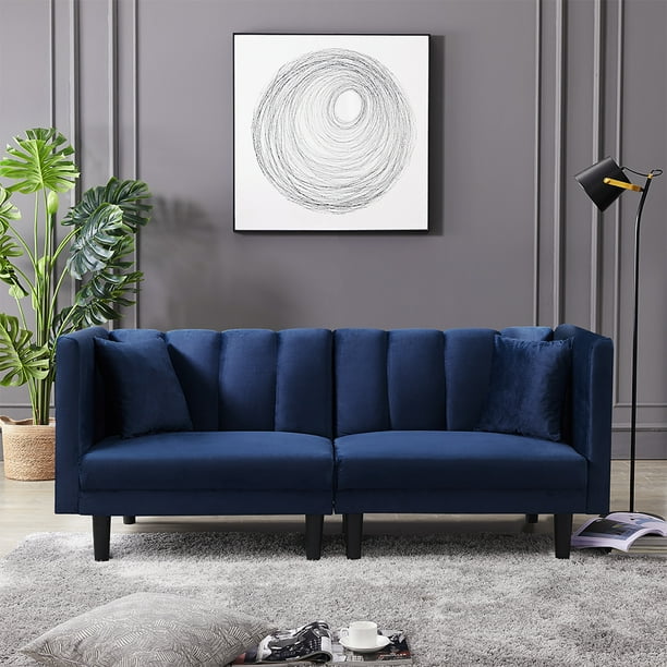 Navy Blue Couch Seventh Convertible Sofa Velvet Sleeper Sofa Bed Daybed Adjustable Backrest Futon Sofa Couch With 2 Detachable Armrests 2 Pillows Recliner Couch Living Room Furniture Sofa Q395 Walmart Com Walmart Com