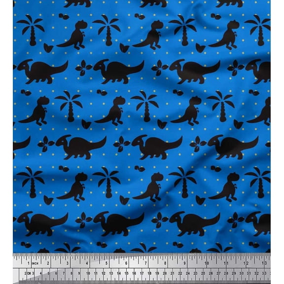 Soimoi Rayon Fabric Dot,Tree & Dinosaur Jungle Print Sewing Fabric Yard 42 Inch Wide