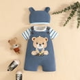 thumbnail image 5 of REDARER Boys Girls Short Sleeve Striped Prints Romper Bodysuit Cartoon Suspender Shorts Outfits,3-6 Months, 5 of 6