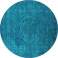 thumbnail image 1 of Ahgly Company Machine Washable Indoor Round Oriental Turquoise Blue Industrial Area Rugs, 5' Round, 1 of 4