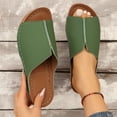 thumbnail image 6 of Tnobhg 1 Pair Women Sandals Faux Leather Thick Soles Slip-on Open Toe Firm Stitching Solid Color Anti-skid Wear-resistant Lightweight Home Beach Wedge Sandals, 6 of 7